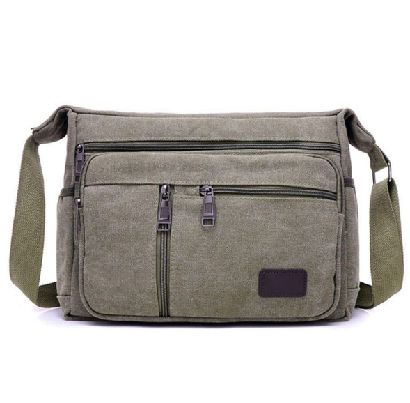 High Capacity Retro Canvas Shoulder Bag Crossbody Handbag for Men - 31cm