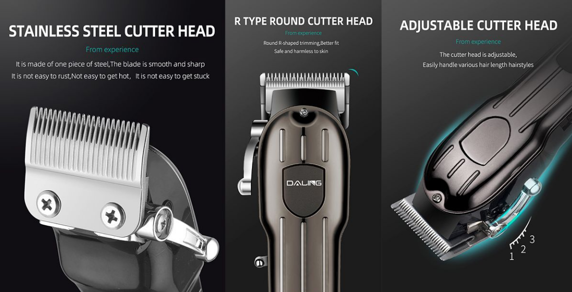 Daling R-Angle Design USB Charge Metal Clipper LCD Display Hair Trimmer