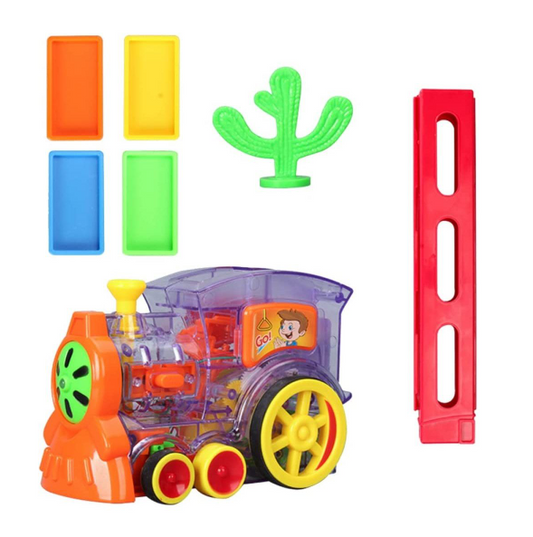 Children Colorful Domino Train Blocks Toy Set With Automatic Laying