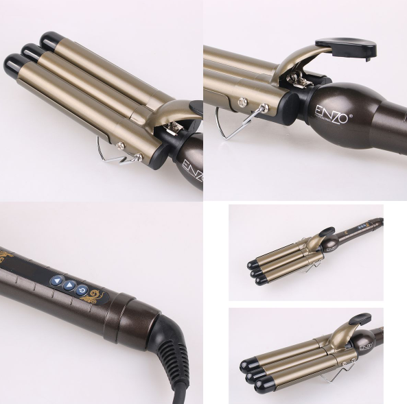 ENZO Pro Hair Curling Iron LCD Display Waver Curler with Coconut Serum Oil