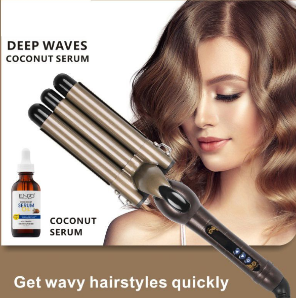 ENZO Pro Hair Curling Iron LCD Display Waver Curler with Coconut Serum Oil