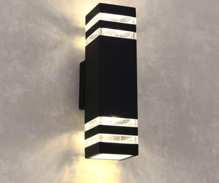 8 Bern Dual Light Outdoor Wall Lights - Black