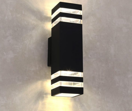 8 Bern Dual Light Outdoor Wall Lights - Black