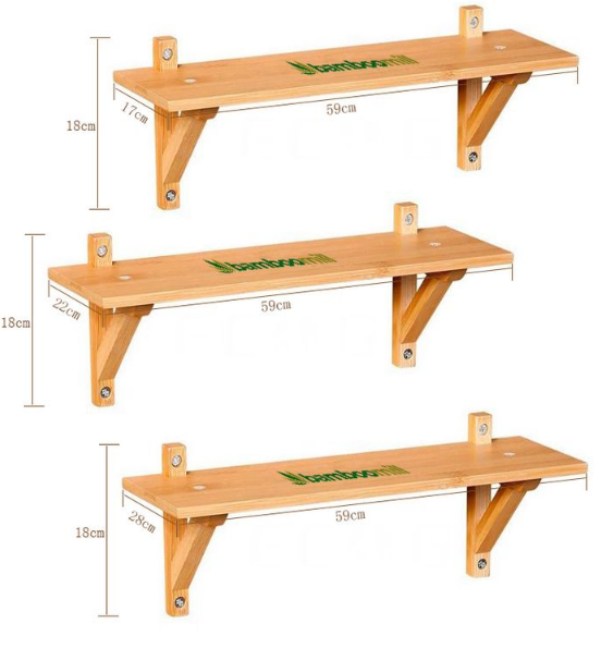 Bamboomill Wall Mounted Floating Shelves Bamboo Storage Shelf-Set of 3