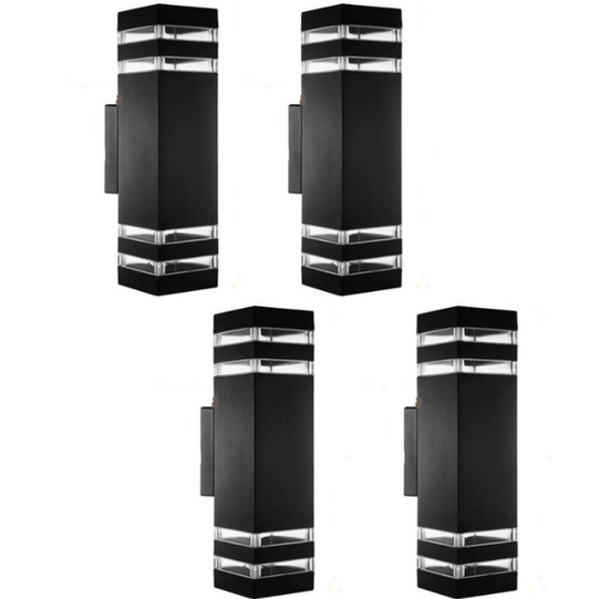 Bern Dual Light Outdoor Wall Light - Black - Set of 4