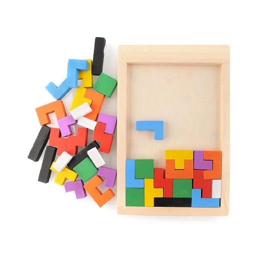 Educational Puzzle Games, Wooden Tetris Puzzle Game