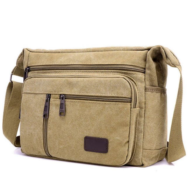 High Capacity Retro Canvas Shoulder Bag Crossbody Handbag for Men - 31cm