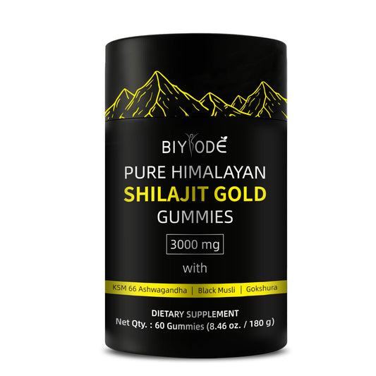 BIYODE - Be Bodywise Pure Himalayan Gummies Gold I Lab Tested I No Added Sugar I Ashwagandha, Gokshura| Fulvic Acid & 85+ Trace Minerals I for Men, Women I Non-GMO I 100%