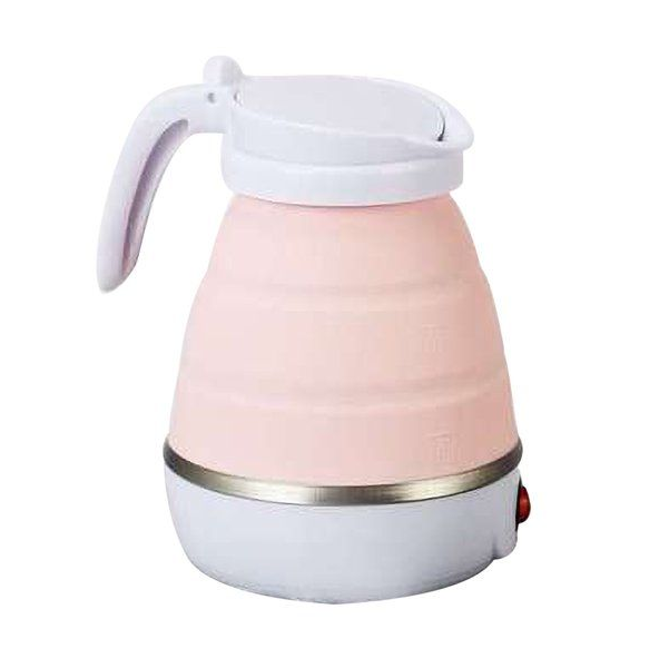 Portable Silicone Collapsible Travel Electric Kettle- Pink