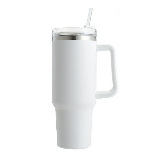 Double Wall Travel Mug Stainless Steel Vacuum Flask with Straw Hot/Cold