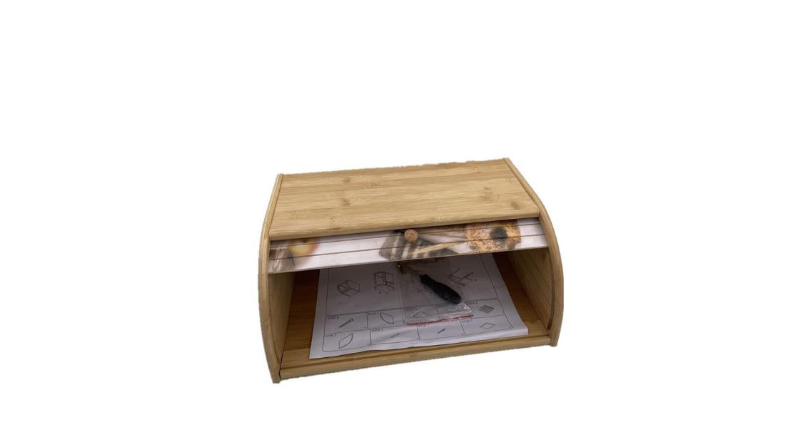 Bamboo Wood Bread bin Storage Box Assembly Required