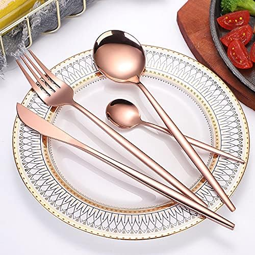 TOXIYA - 24 Piece Flatware Set, Stainless Steel Knife Fork Spoon, Home Dinnerware Tableware Set for 6, Cutlery Set, Include Knives/Forks/Spoons