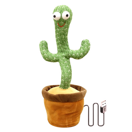 USB Rechargeable Dancing Cactus Light Up Mimic Record Baby Interactive Toy