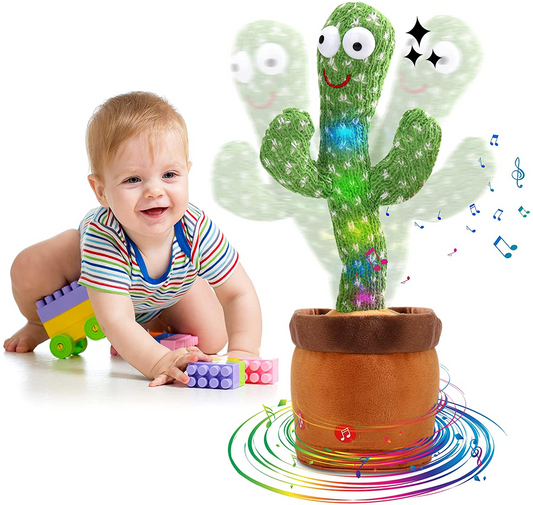 USB Rechargeable Dancing Cactus Light Up Mimic Record Baby Interactive Toy