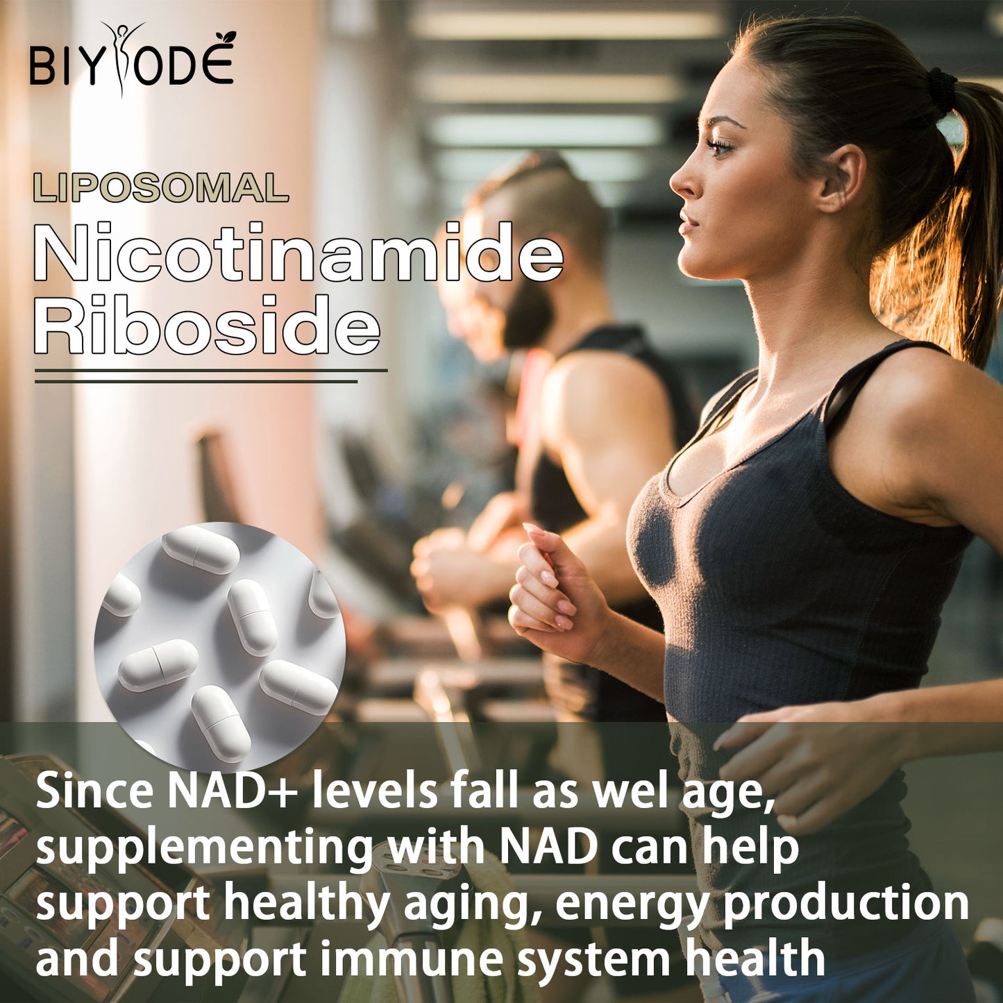 BIYODE - NAD+ Supplement  - Liposomal Nicotinamide Riboside 900mg with Resveratrol & Quercetin - for Anti-Aging, Energy