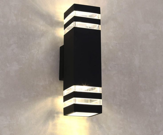 8 Bern Dual Light Outdoor Wall Lights - Black