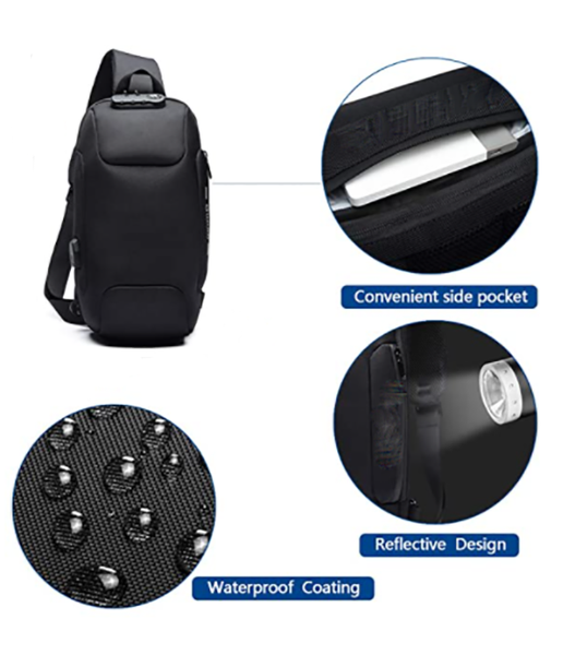 Ozuko Anti Theft Lock Sling Bag Shoulder Crossbody Backpack With USB Port