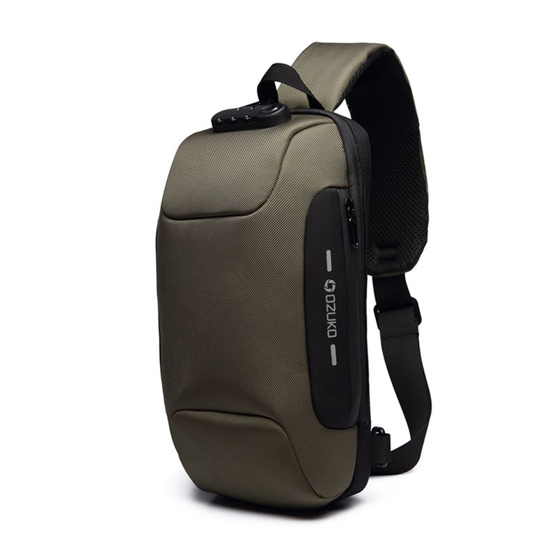 Ozuko Anti Theft Lock Sling Bag Shoulder Crossbody Backpack With USB Port