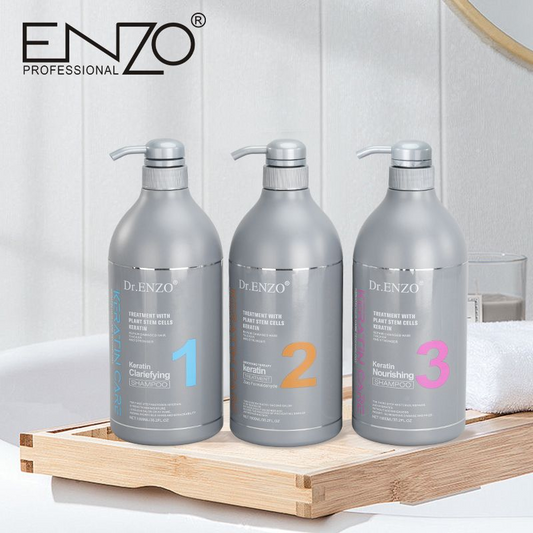 DR.ENZO Keratin clarifying Shampoo,Conditioner,Treatment.  1000ML