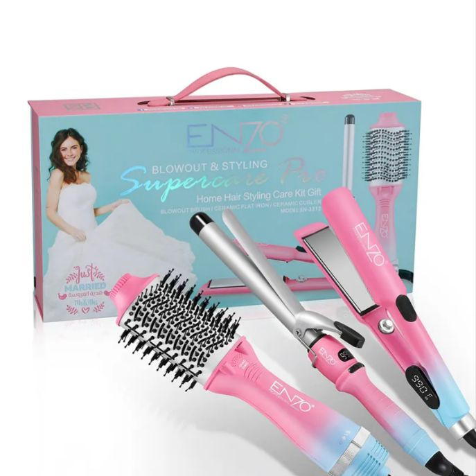 Enzo Straightener Curler 3 In 1 ElectricHair Straightener, Brush & Curler.