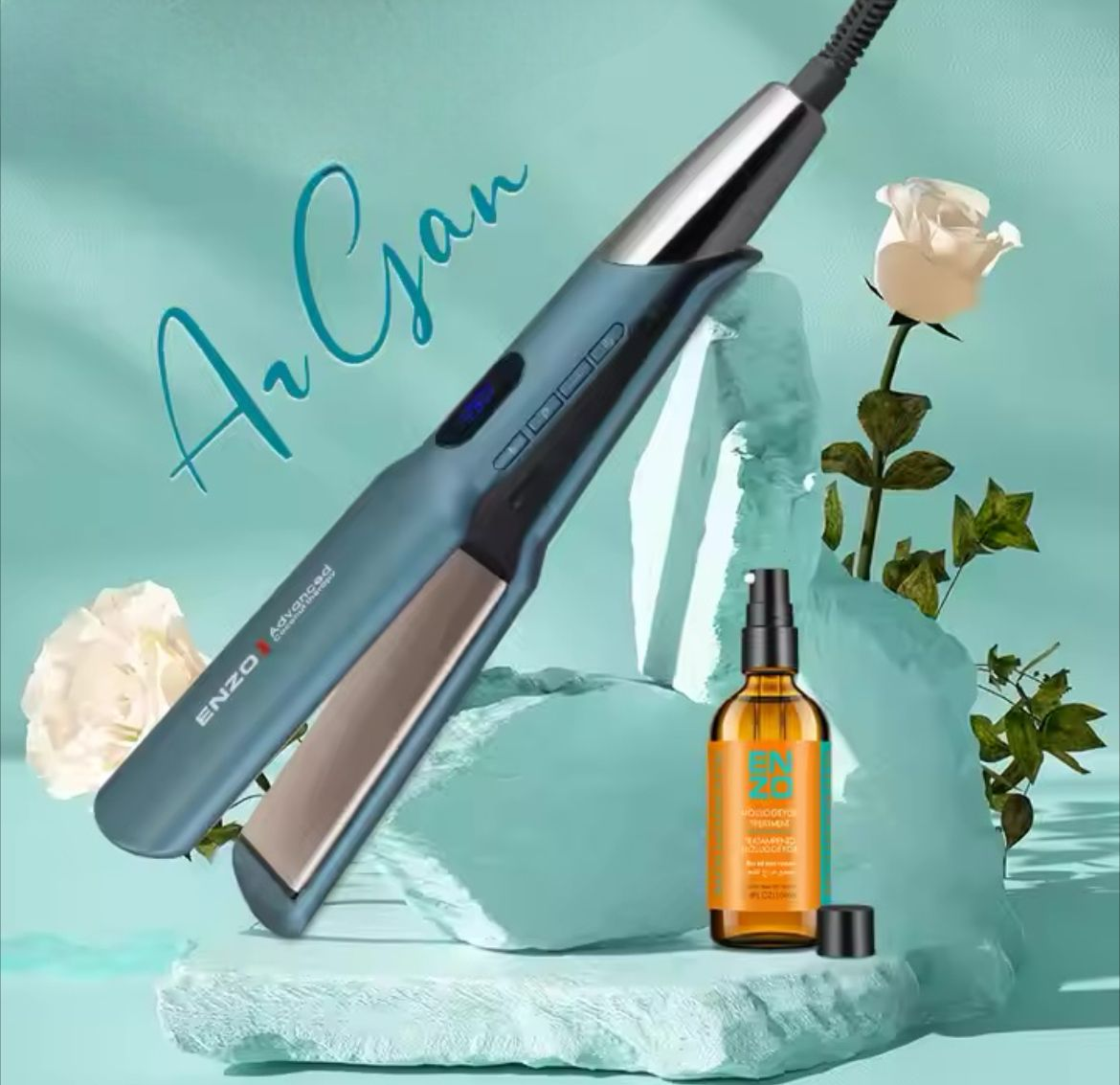 Enzo - Titanium Plate Hair Straightener & Macadamia Oil Treatment