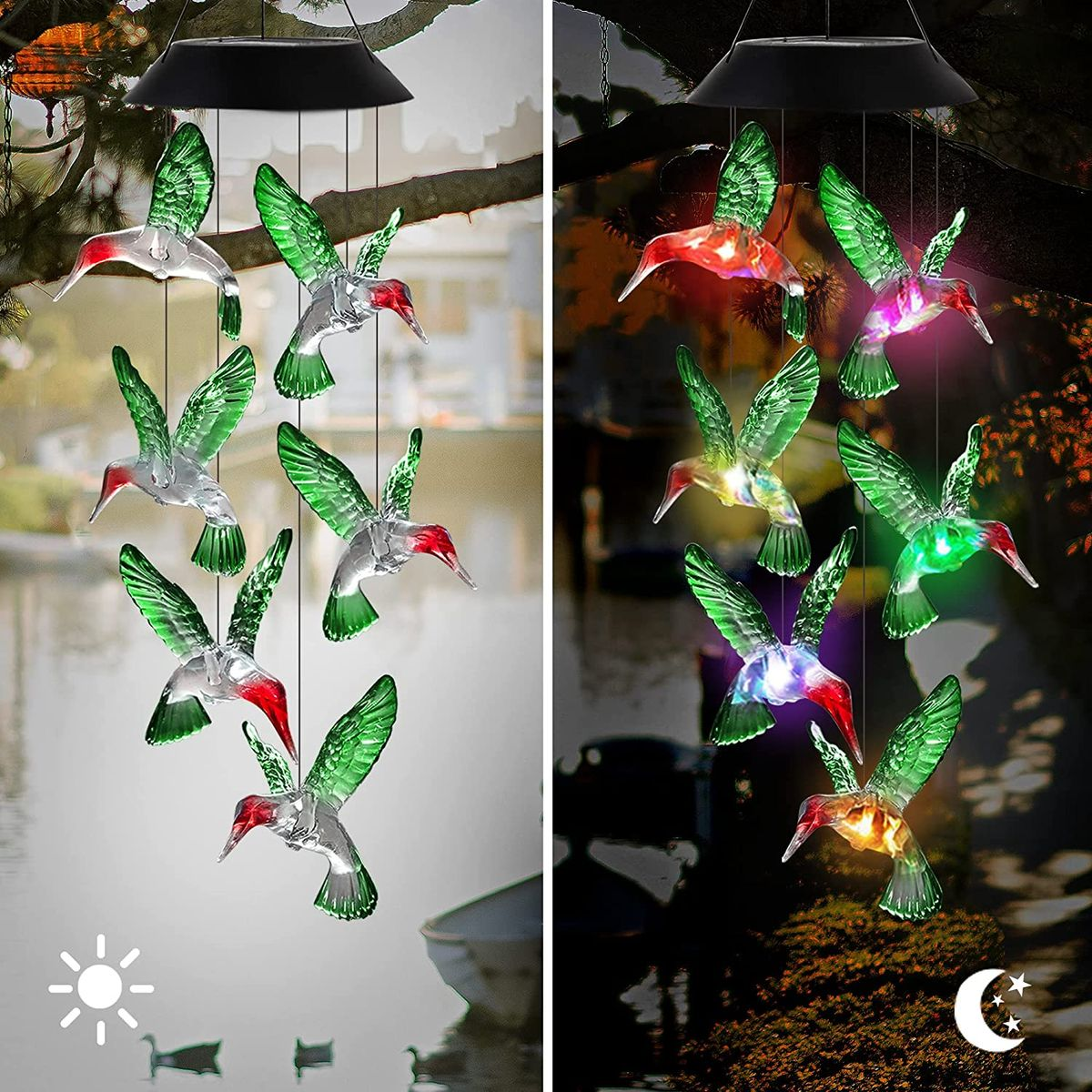 Hummingbird Solar Wind Chimes Gift Outdoor Wind Chimes Solar Lights