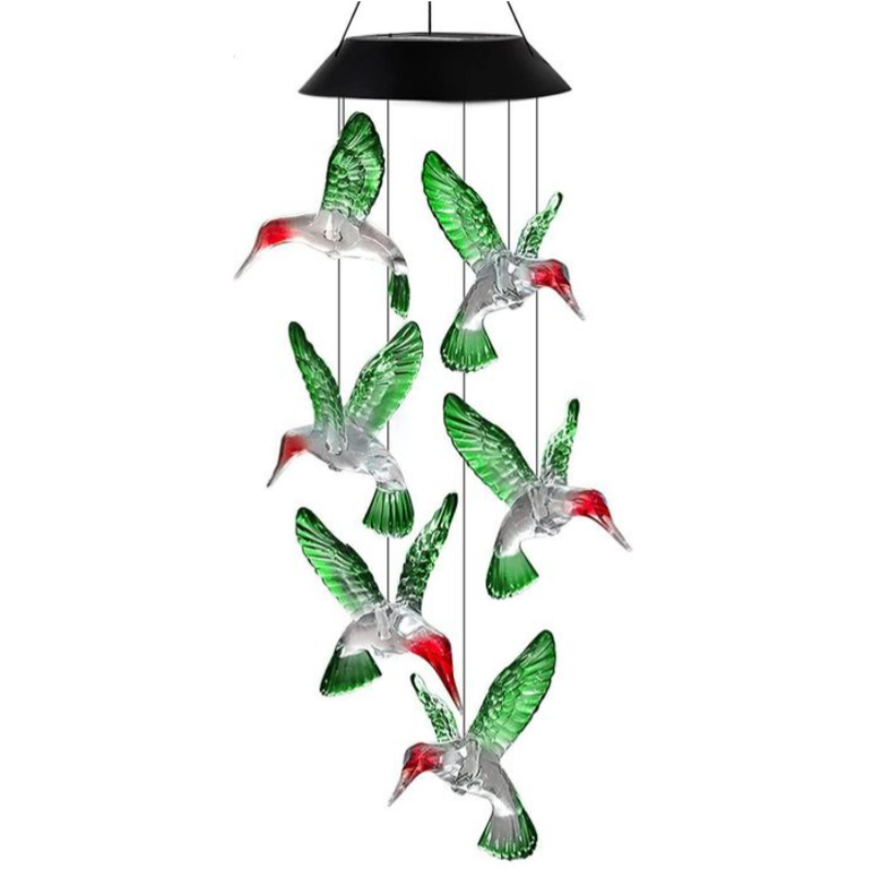 Hummingbird Solar Wind Chimes Gift Outdoor Wind Chimes Solar Lights