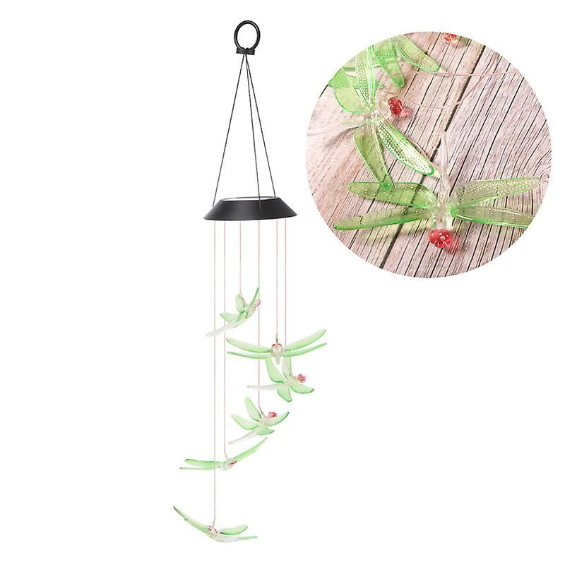 Outdoor LED Solar Powered Dragonfly Wind Chimes Light