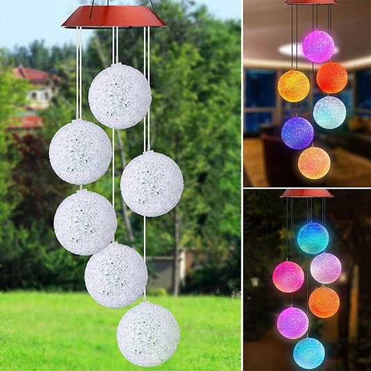 Solar Outdoor Wind Bell Light Spiral Spinner Light Wind Chime