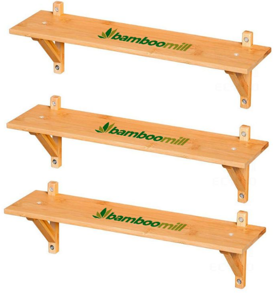 Bamboomill Wall Mounted Floating Shelves Bamboo Storage Shelf-Set of 3