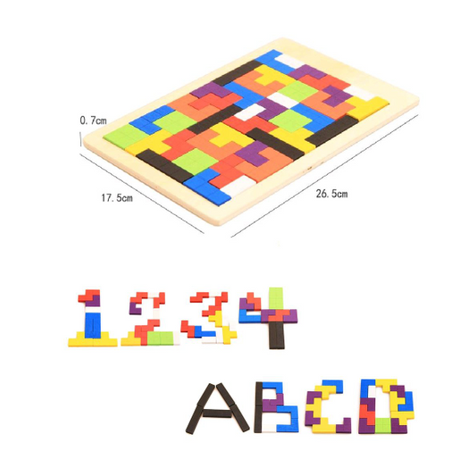 Educational Puzzle Games, Wooden Tetris Puzzle Game