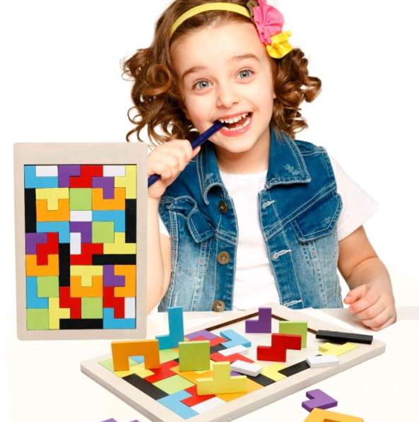 Educational Puzzle Games, Wooden Tetris Puzzle Game