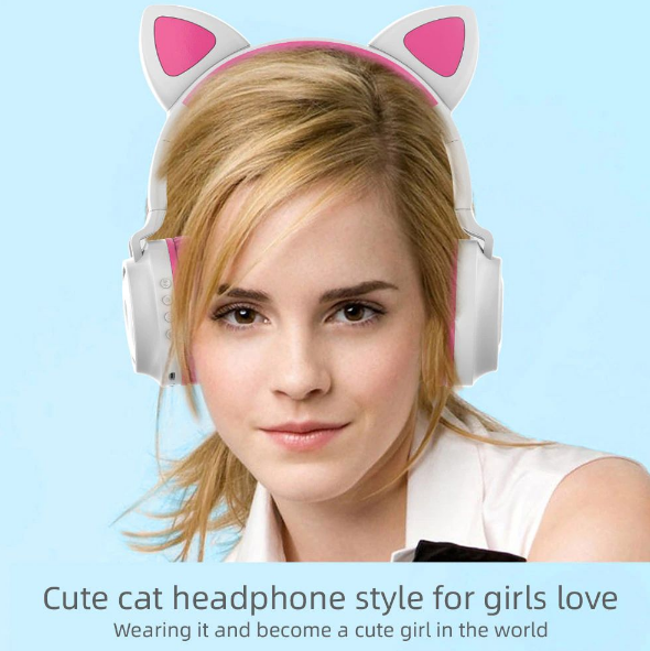 DH - Wireless Bluetooth Headset Glowing Cat Ear Earphone Music Headphone