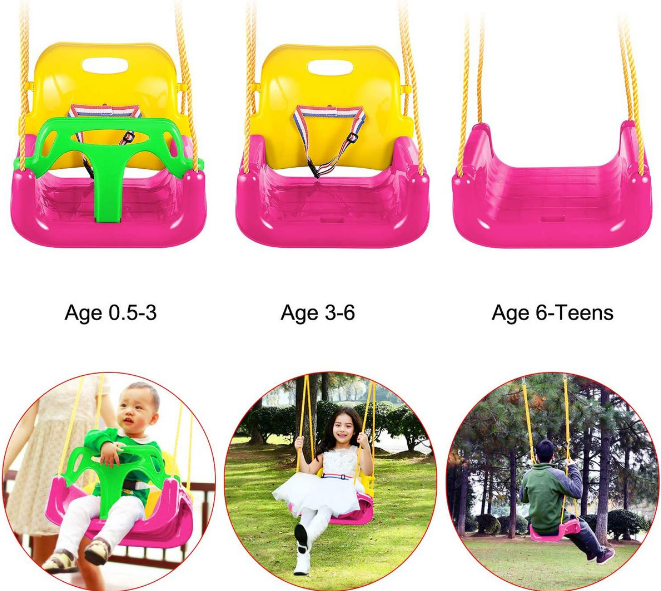 3-in-1 Toddler Swing Seat Hanging Swing Set