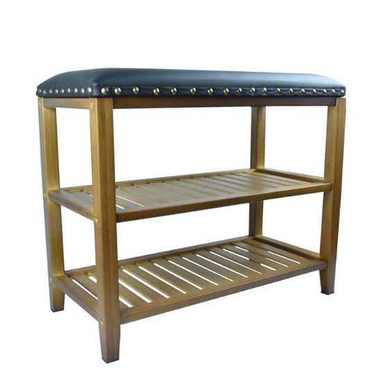 Bamboomill Shoe Bench with Cushion Bamboo Shoe Rack Stool