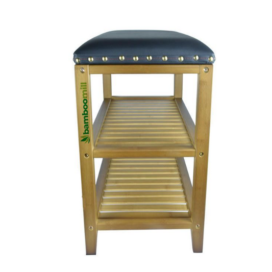 Bamboomill Shoe Bench with Cushion Bamboo Shoe Rack Stool