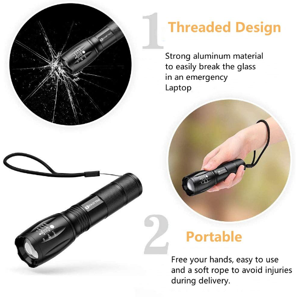 Rechargeable LED Flashlight Portable Torch Light 1600 Lumens