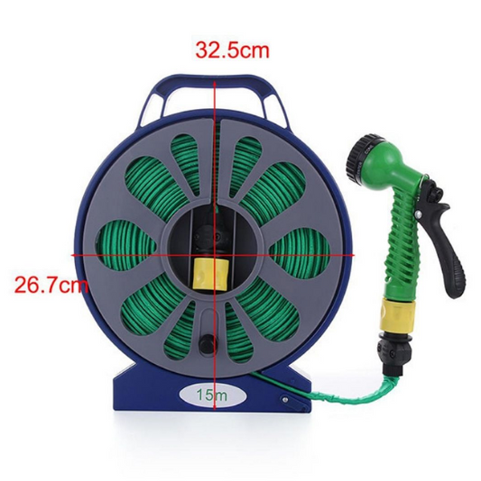 50 Ft Lay Flat Garden hose with 7 Pattern Spray Gun -15m