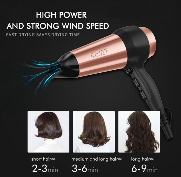 Enzo Professional AC Motor Strong Wind Blow Fast Drying Hair Dryer