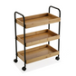 3-Tier Bamboo Wheeled Storage Cart (Metal / Wood)