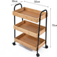 3-Tier Bamboo Wheeled Storage Cart (Metal / Wood)