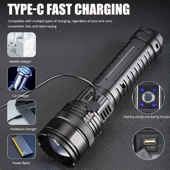 Rechargeable Flashlight With White Laser- S33-TG