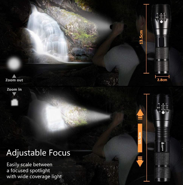 Rechargeable LED Flashlight Portable Torch Light 1600 Lumens