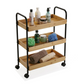 3-Tier Bamboo Wheeled Storage Cart (Metal / Wood)