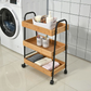 3-Tier Bamboo Wheeled Storage Cart (Metal / Wood)