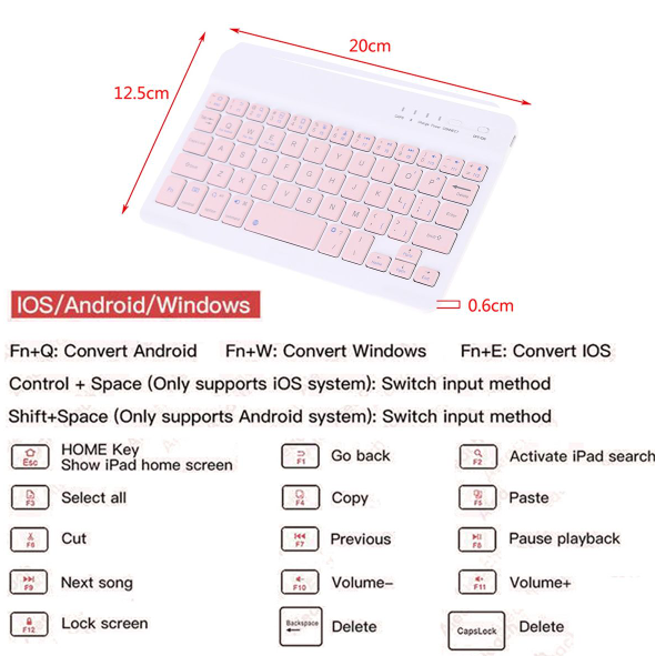 Wireless Bluetooth Keyboard Mouse Combo for Tablet or Smartphone