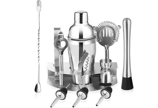 Silver Stainless steel Cocktail & Barware Tool Set