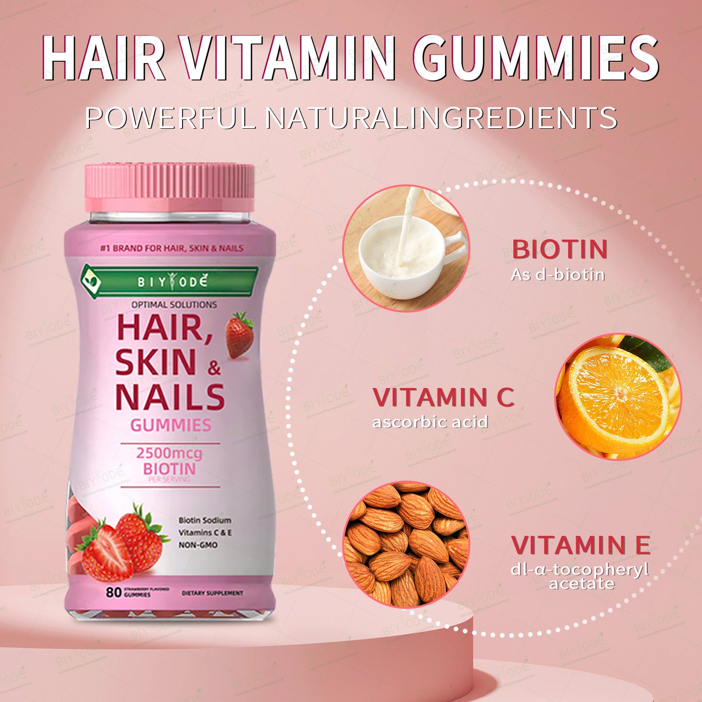 BIYODE  Hair Skin Nails Gummies Natures Bounty 80 Gomitas Originales