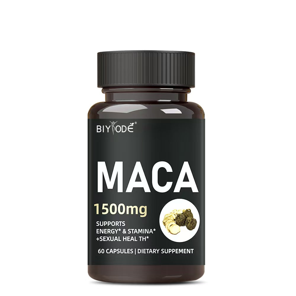 BIYODE Maca 1500mg - Energy Support & Sexual Health - 60 Capsules