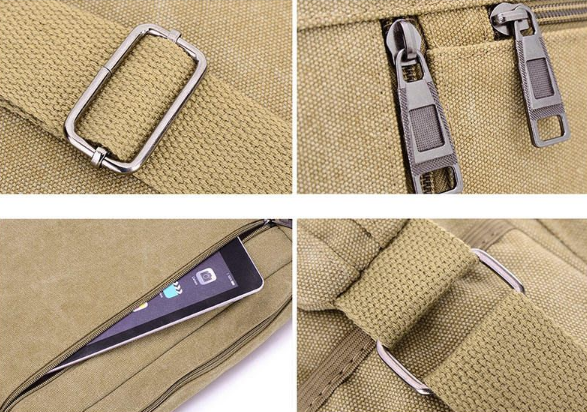 High Capacity Retro Canvas Shoulder Bag Crossbody Handbag for Men - 31cm